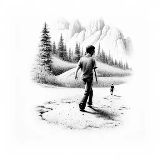 Jesus With Boy Walking Through A Valley