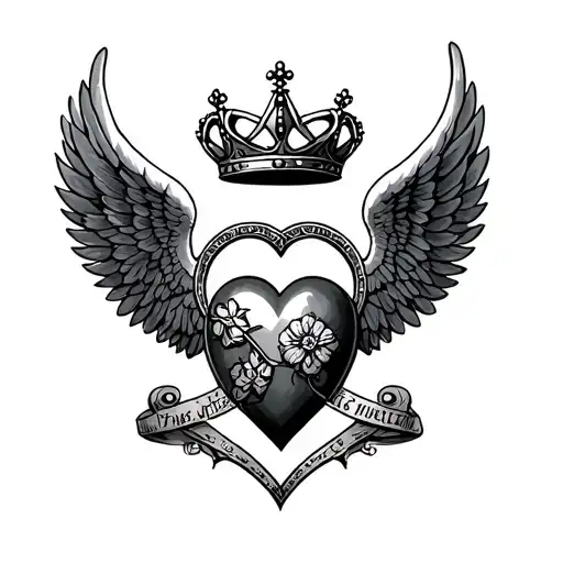 Irish Angel Wings Heart Crown Circle