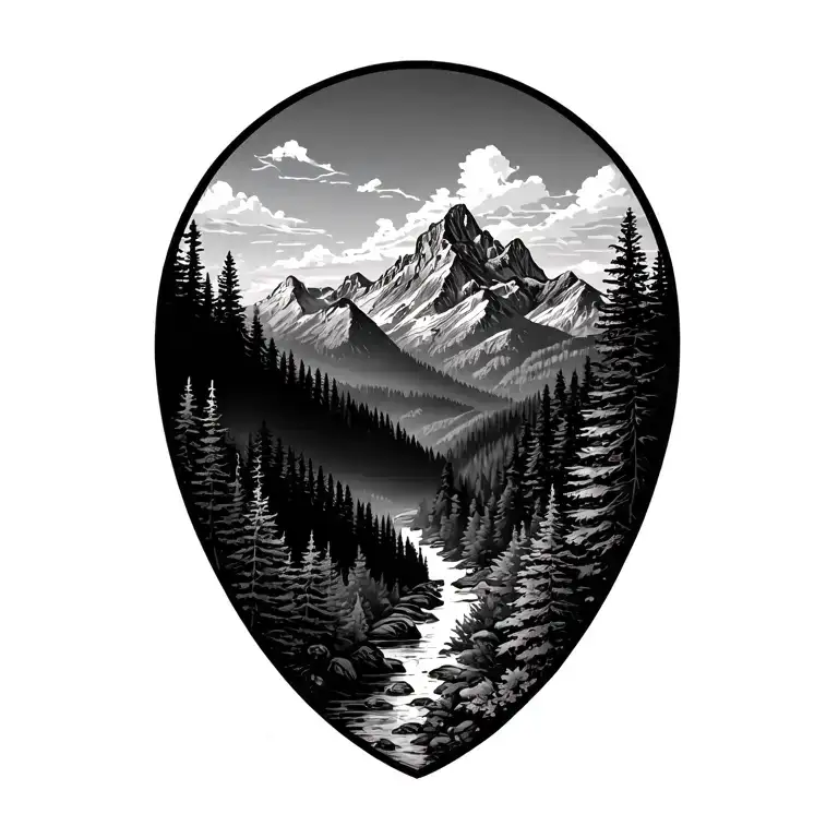 Bavarian Forest With Mountains