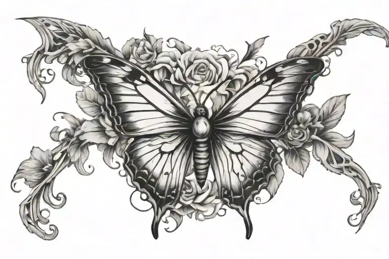 Butterfly Skeleton Hand Wings Spread Wings Looking