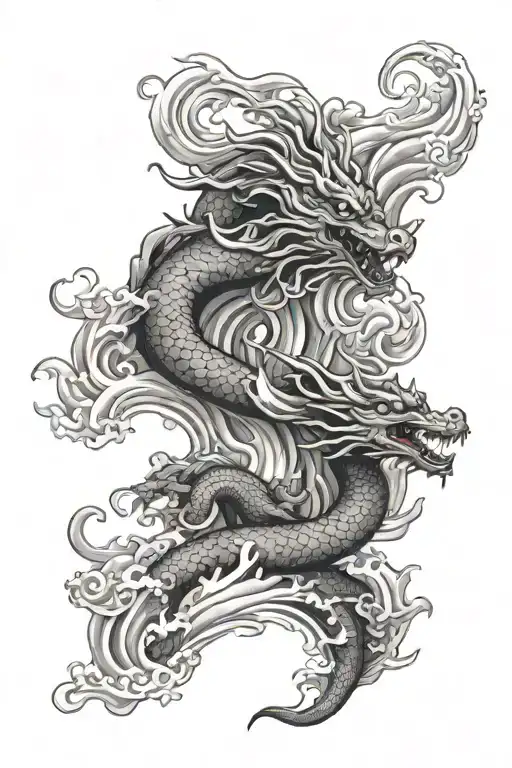 Japanese Wave And Dragon Wrapped