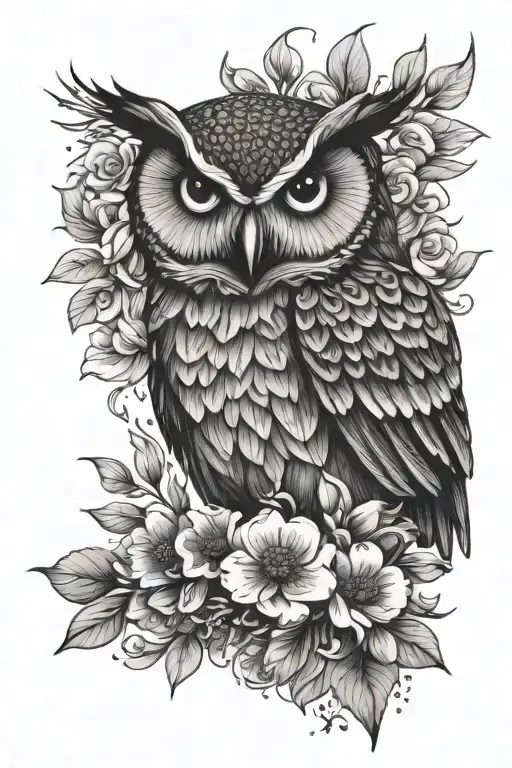 Owl And Flowers