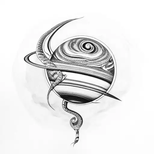 Saturn With A Snake Wrapped Around