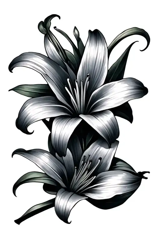2 Lily Flower Intertwined