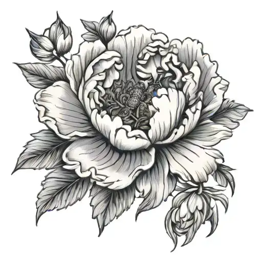 Peony Flower Memorial Tattoo For Dad