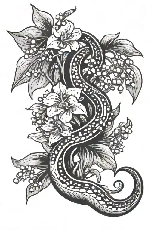 Lily Of The Valley And Snake And Taurus Zodiac Symbol