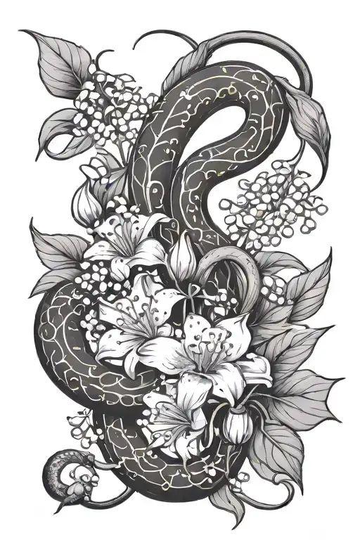 Lily Of The Valley And Snake And Taurus Zodiac Symbol