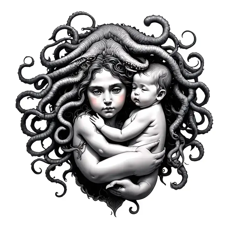 Medusa Holding A Baby
