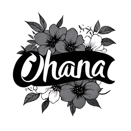 Ohana Script With Flowers
