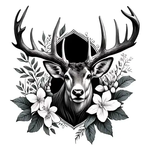 Deer Antler And Honeysuckle