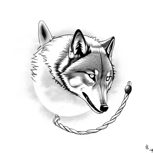 A Basketball Hoop With A Wolf Jumping Through It