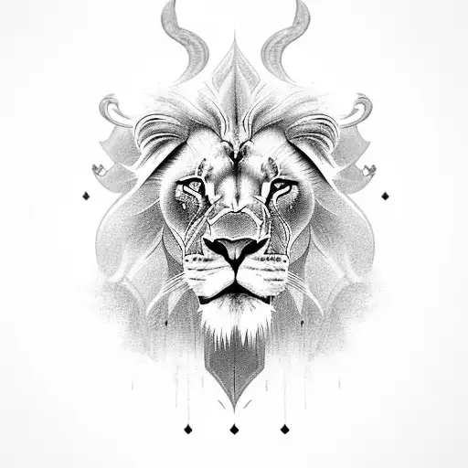 A Powerful Lion With Intricate Norse Symbols Incorporated Into Its Mane