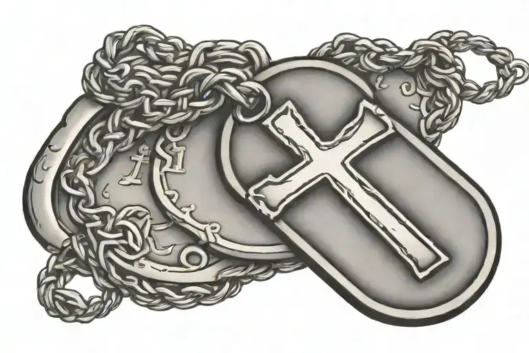 Dog Tag And Cross Made