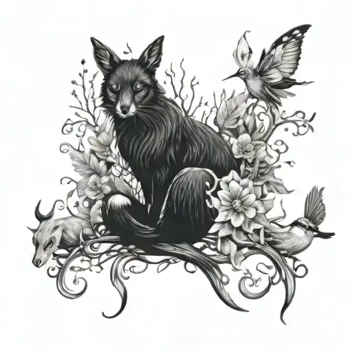 A Whimsical Design Featuring Various Animals Intertwined With Elements Of Nature