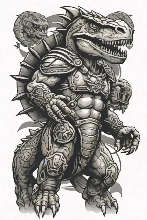 Dinosaur And Gladiator