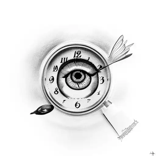 Eye And Two Birds And A Clock