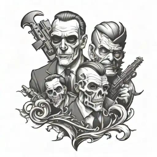 Tattoo For Friends Who Can Count On Each Other For Men In Mafia Style