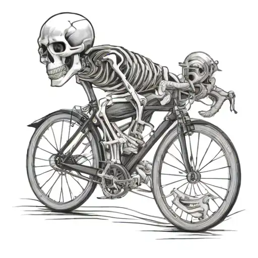 Skeleton Ridding A Road Bicycle Surrounded