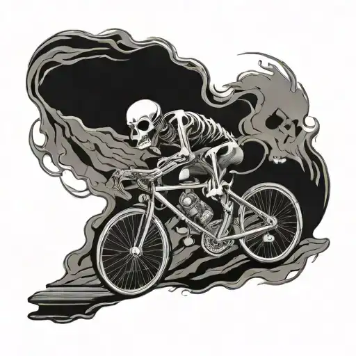 Skeleton Ridding A Road Bicycle