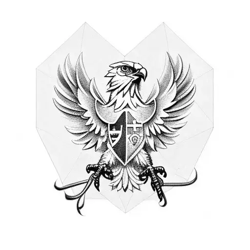 A Polish Eagle Incorporated Into A Black-grey Geometric Design With A Swiss Symbol