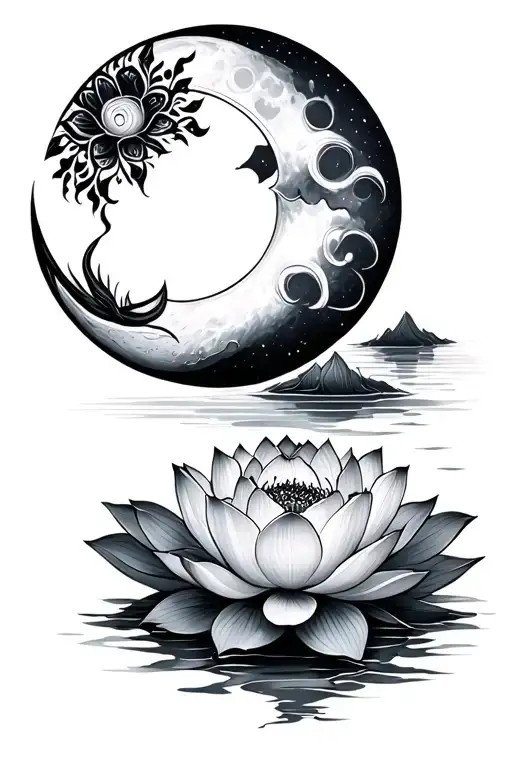 Lotus And Moon