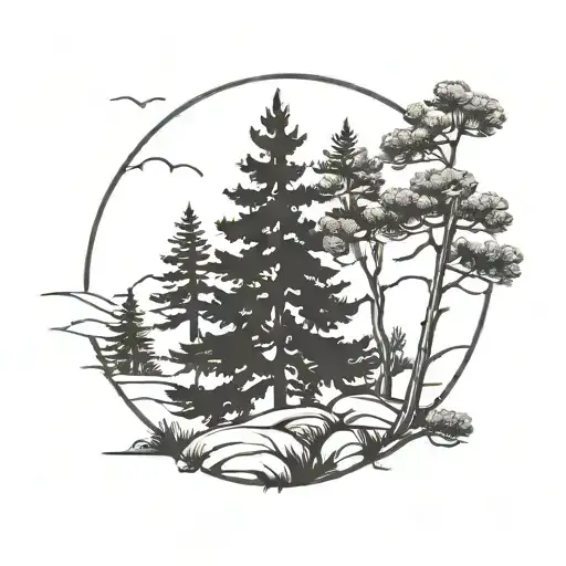 Minimalist Pine Tree Growing