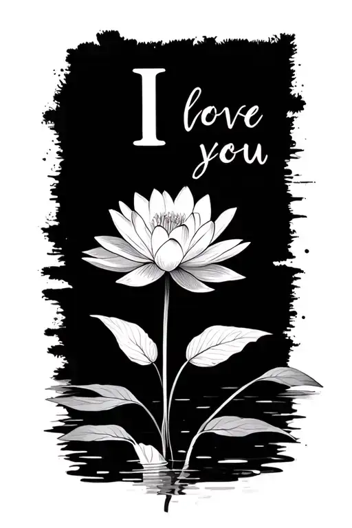 Water Lilly And Carnation Intertwined With I Love You Wrote Using The Stem