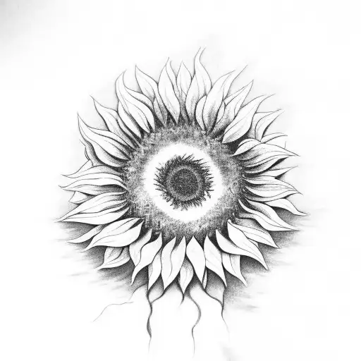 Sunflower With Roots Coming Out From Behind