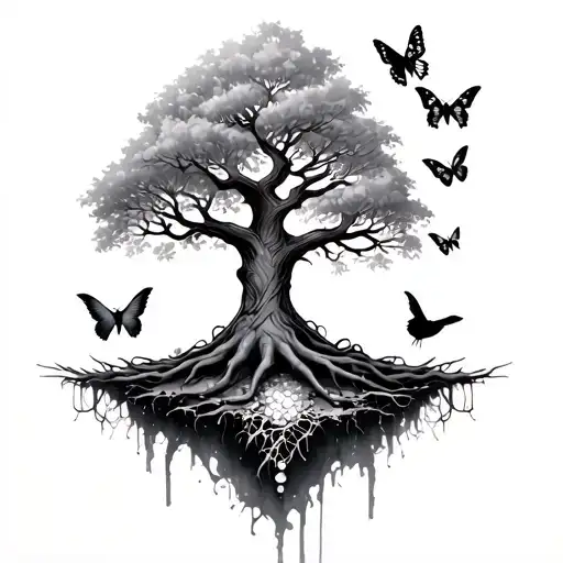 Poison Tree With Birds And Butterflies
