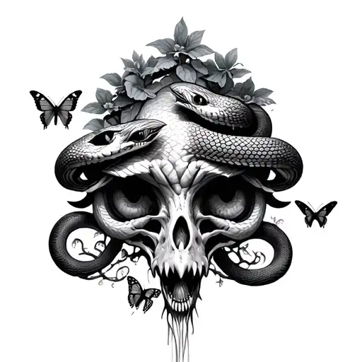 Poison Tree With Snakes And Butterflies And Birds