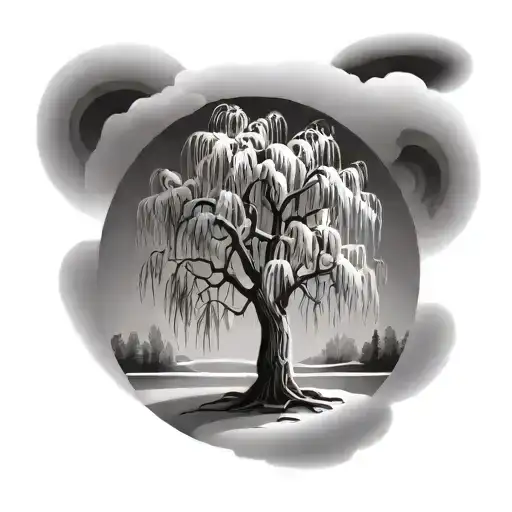 Willow Tree With Snow