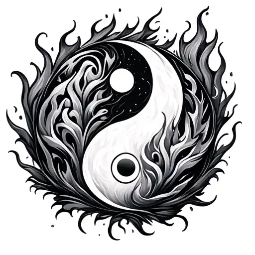 Gemini Sign Ying Yang Fire And Ice