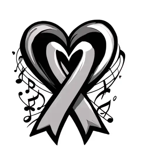 Alzheimer's Awareness Ribbon With Heart And Music Staff