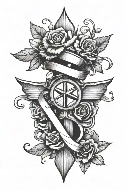 Nurse Symbol And Flowers Intertwined