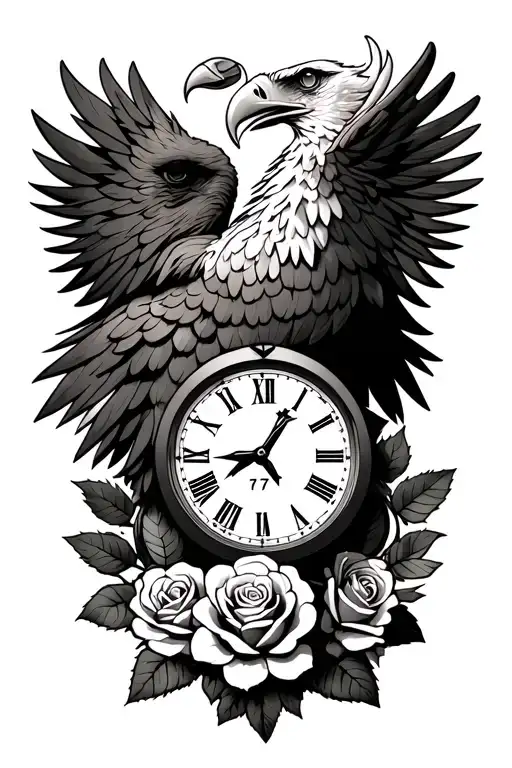 Albanian 2 Headed Eagle With A Clock And Roses And The Roman Numerals Spelling Out 1977