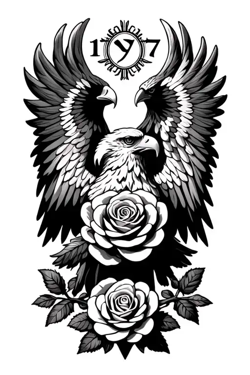 Albanian 2 Headed Eagle With Roses And The Roman Numerals Spelling Out 1977