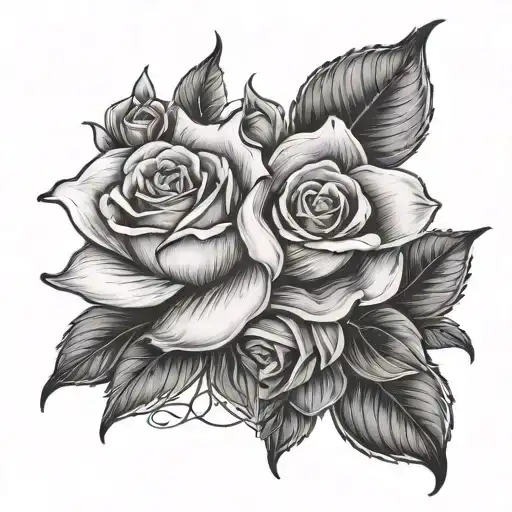 2 Names With Rose And Lily Flower In A Line