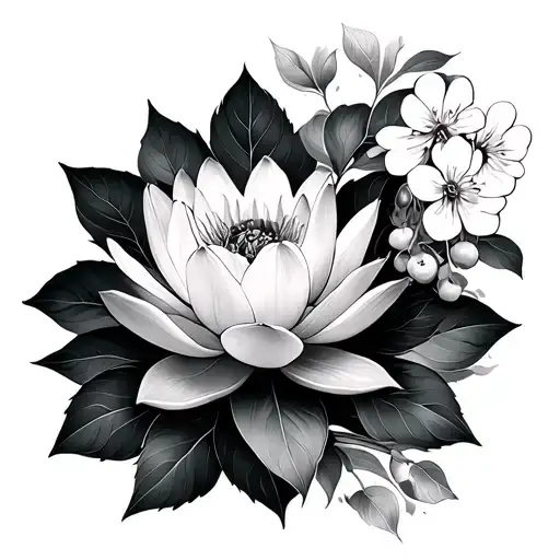 Shoulder Piece Lotus Flower With Cherry Blossoms