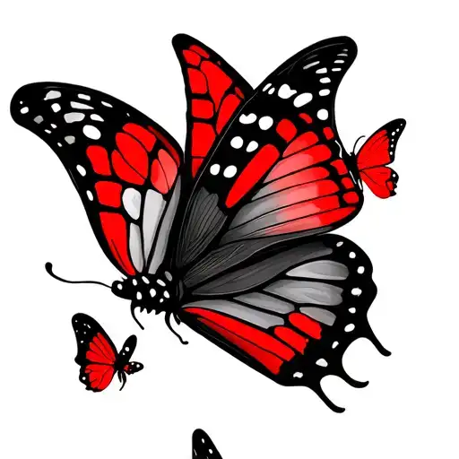 2 Red Butterflies And 1 Black One For Behind The Ear