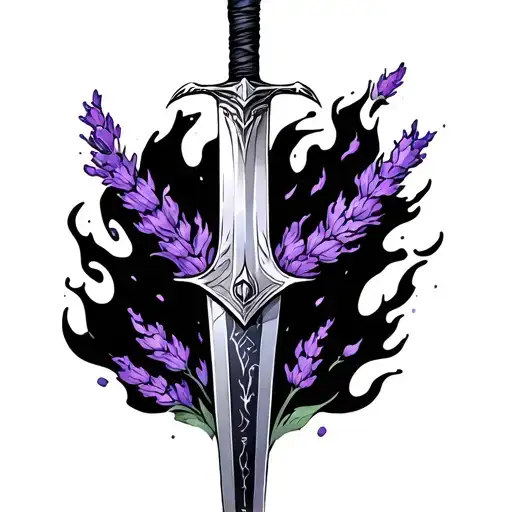 Fine Line Sword With Lavender Fire