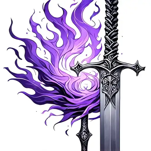 Feminine Sword With Lavender Colored Fire