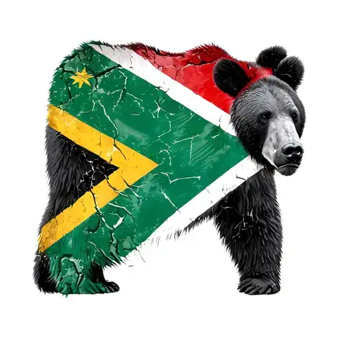 South African Flag In A Bear Scratch Marks