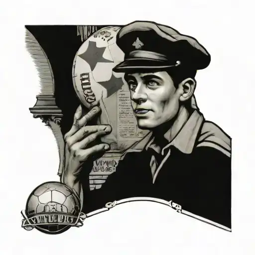 A Vintage Newspaper Boy Holding A Football Under A Cinema Marquee