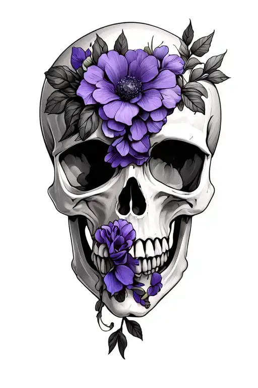 Skull With Purple Flowers