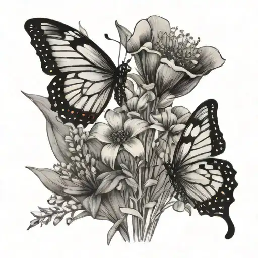 Wildflower Meadow With Butterflies Color