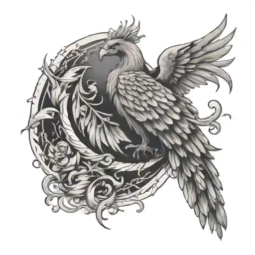 Phenix Bird With A Women Breaking Free