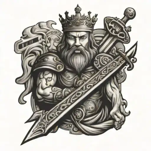 King No Card With Sword