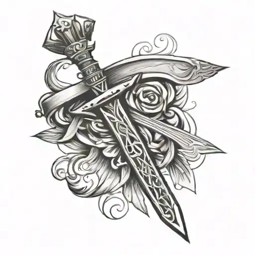 Small Sword With Dates And Geometric Shape Like