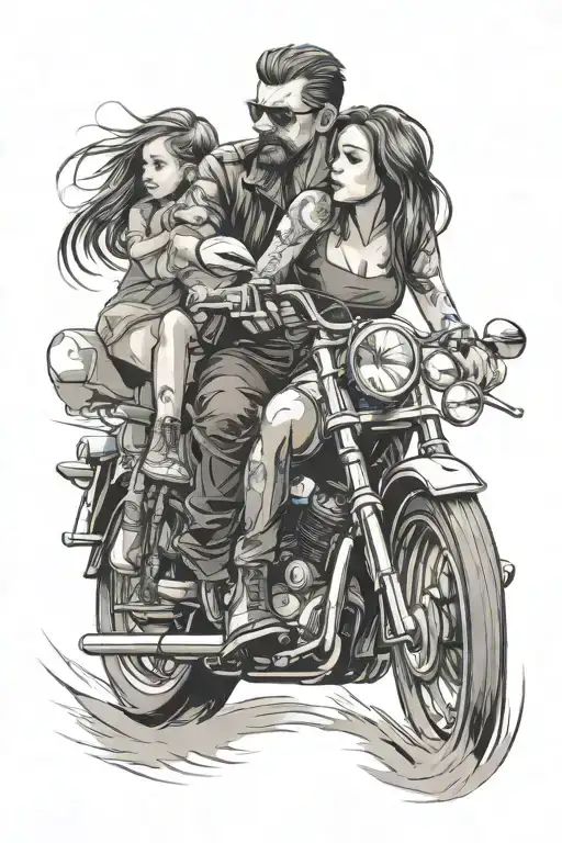 Biker And His Daughter