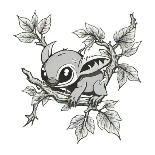 Stitch In A Tree Branch